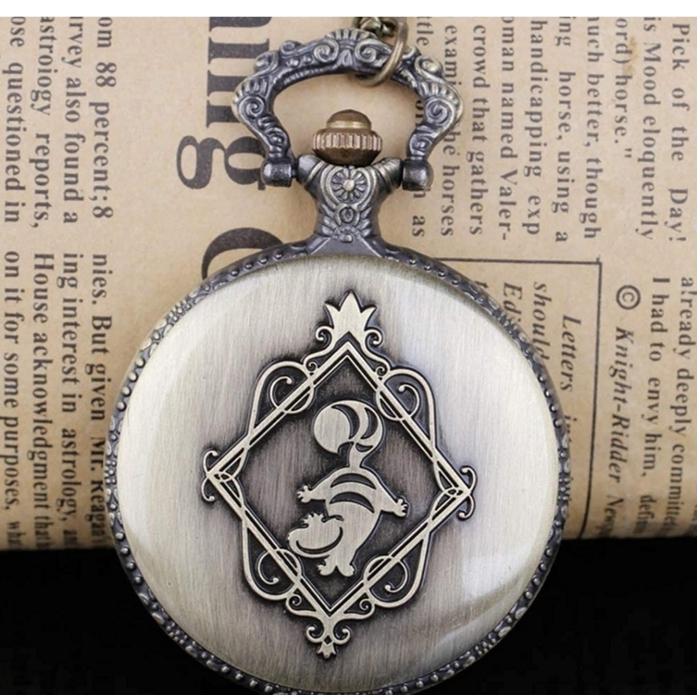 New Alice in wonderland Cheshire cat pocket watch
